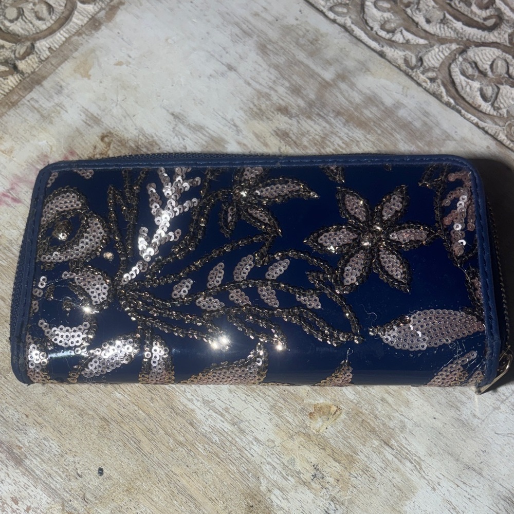 Elegant Sequin Floral Wallet